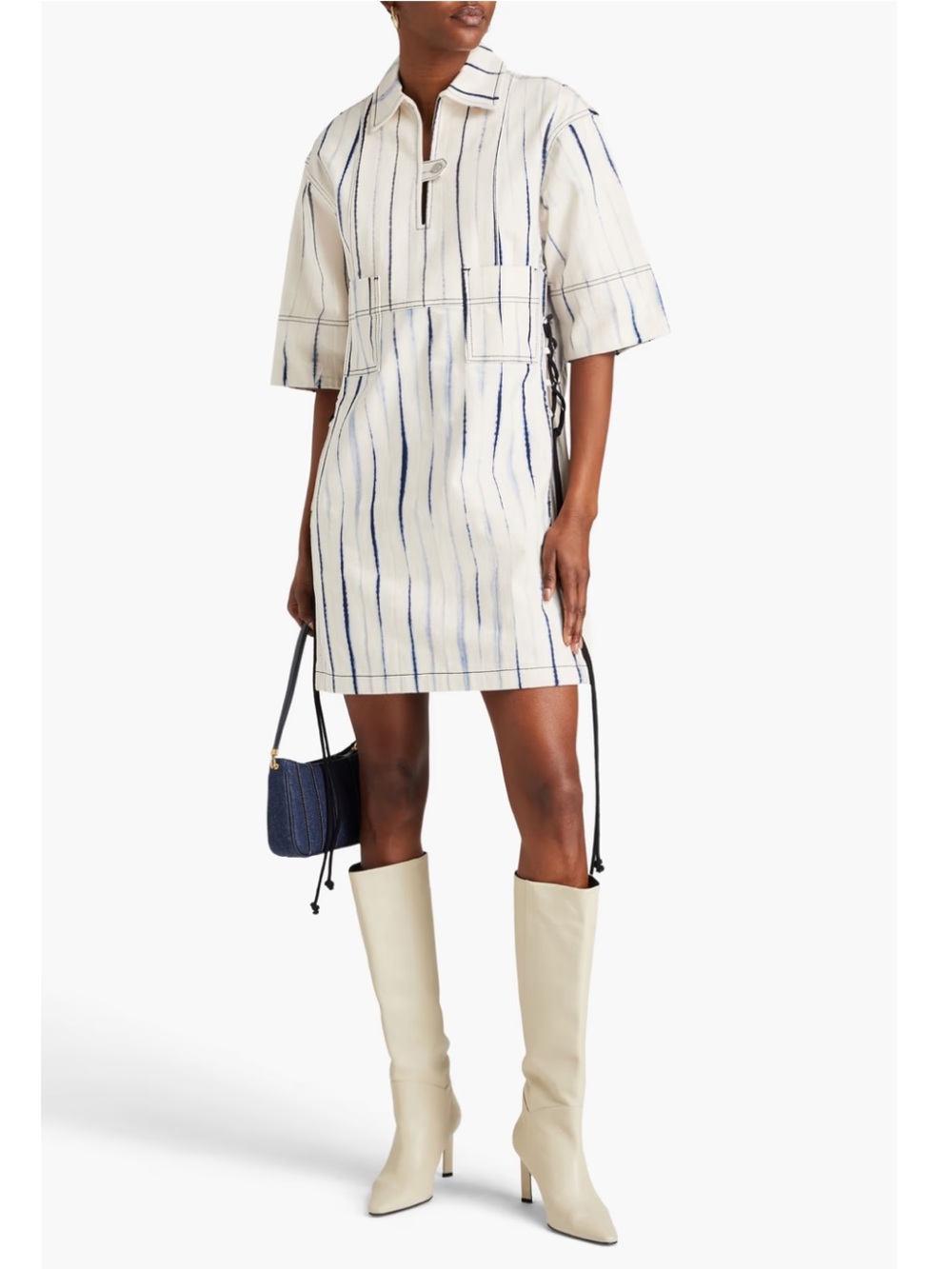 Tory Burch Wavelength Tie-dyed cotton-twill mini shirt dress size 10 NWT